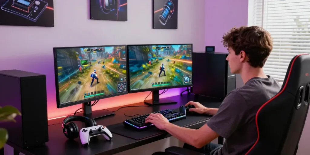 rokok88 gaming enthusiast immersed in an interactive gaming setup
